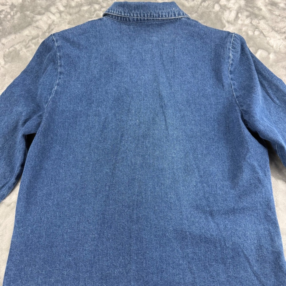 Vintage Joanna Denim Blazer Jacket Blue Cotton Single Button Shoulder Pads M - Picture 11 of 13